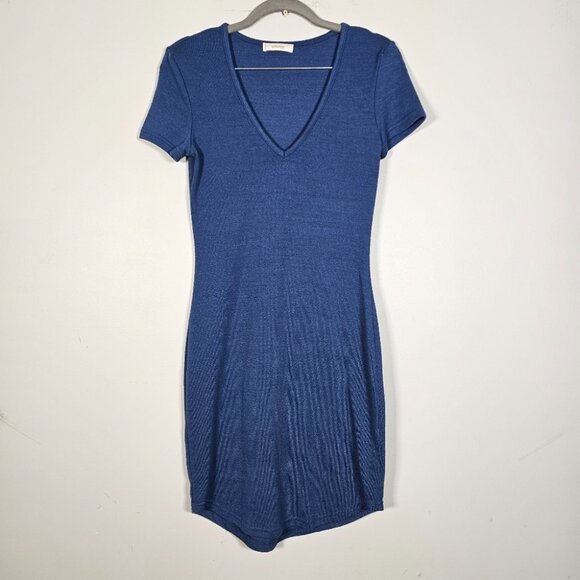 Golden by tna inland V Neck Reposa Knit Dress Bodycon Size S Blue - Picture 3 of 9